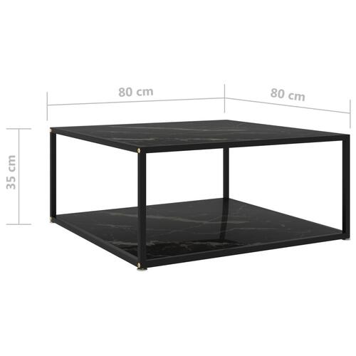 Sofabord 80x80x35 cm hærdet glas sort