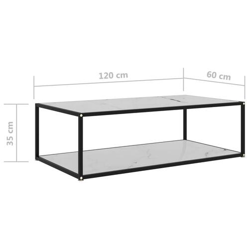 Sofabord 120x60x35 cm hærdet glas hvid