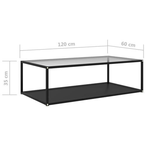 Sofabord 120x60x35 cm hærdet glas transparent og sort