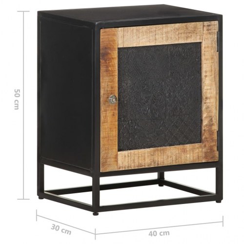 Sengebord 40×30×50 cm i massivt mangotræ - industrielt design