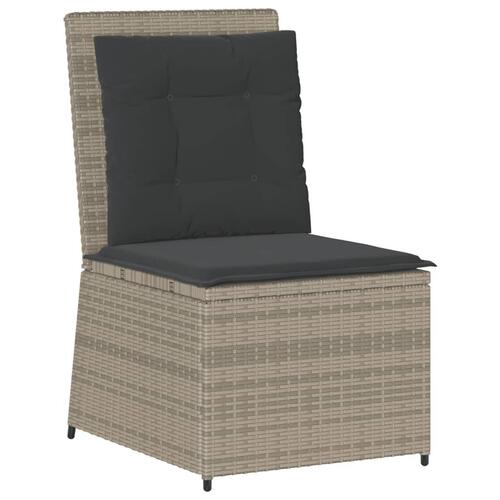 Loungestol med hynder og lænefunktion polyrattan lysegrå