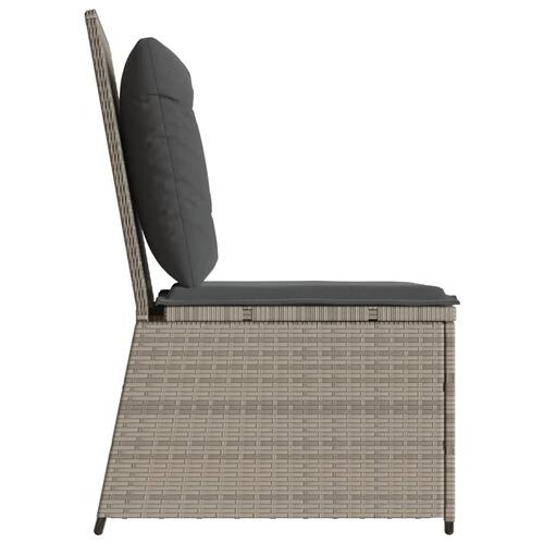 Loungestol med hynder og lænefunktion polyrattan lysegrå