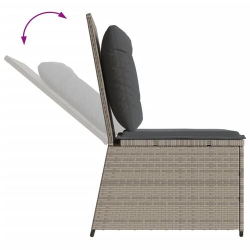 Loungestol med hynder og lænefunktion polyrattan lysegrå