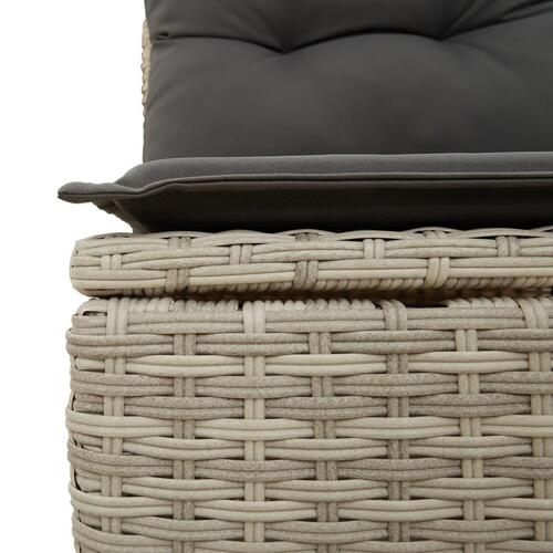 Loungestol med hynder og lænefunktion polyrattan lysegrå