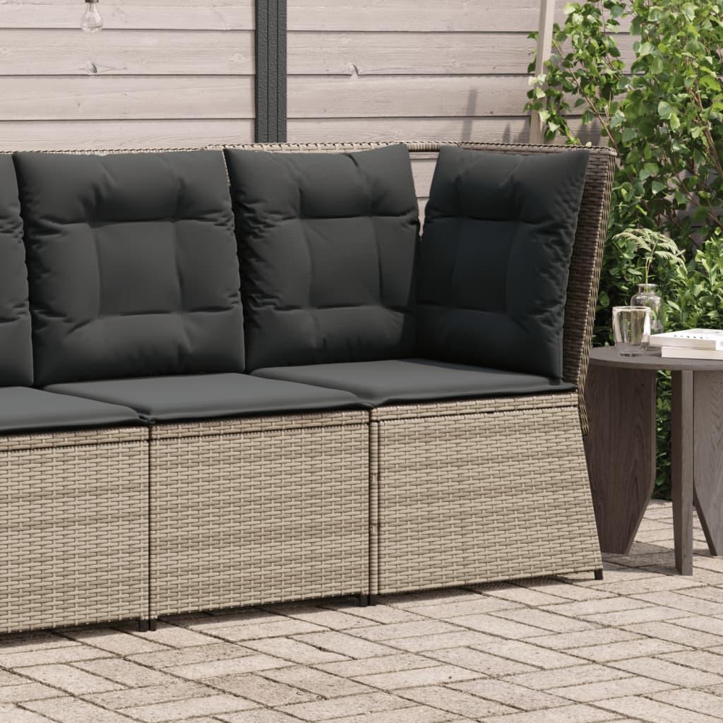 Hjørnemodul til havesofa med hynder polyrattan grå billede