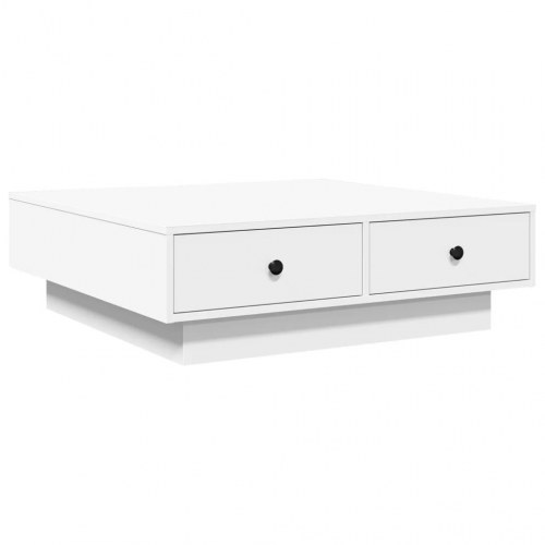 Sofabord med skuffer 90 x 90 x 28 cm - hvid konstrueret træ