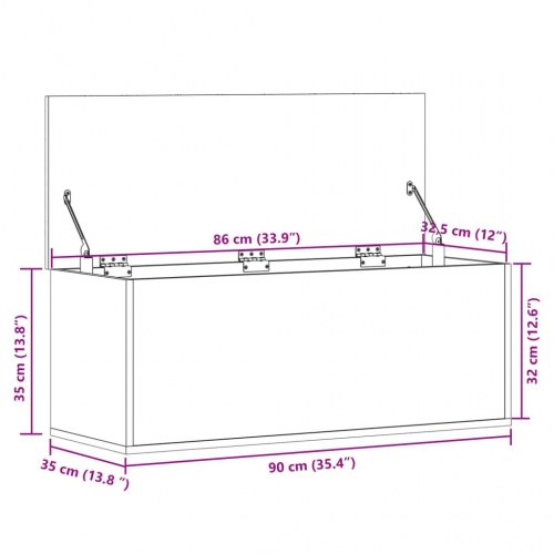 Opbevaringsboks 90x35x35 cm konstrueret træ sonoma-eg
