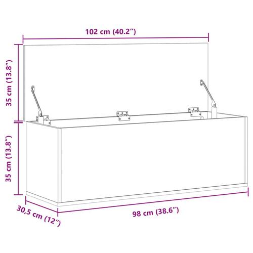 Opbevaringsboks 102x35x35 cm konstrueret træ hvid