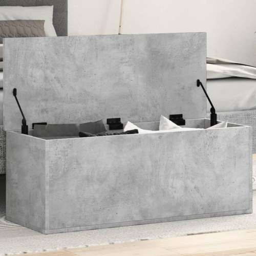 Opbevaringsboks i konstrueret træ - 90×35×35 cm, betongrå