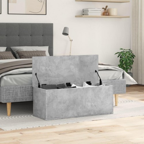 Opbevaringsboks i konstrueret træ - 90×35×35 cm, betongrå
