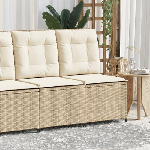 Loungestol med hynder og lænefunktion polyrattan beige