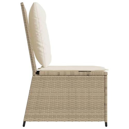 Loungestol med hynder og lænefunktion polyrattan beige