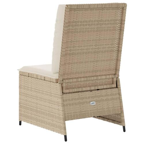 Loungestol med hynder og lænefunktion polyrattan beige