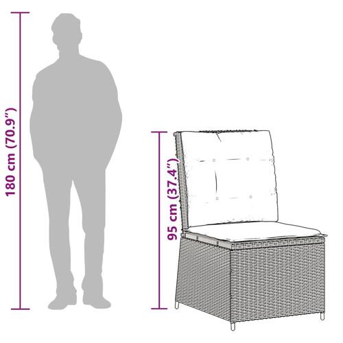 Loungestol med hynder og lænefunktion polyrattan beige