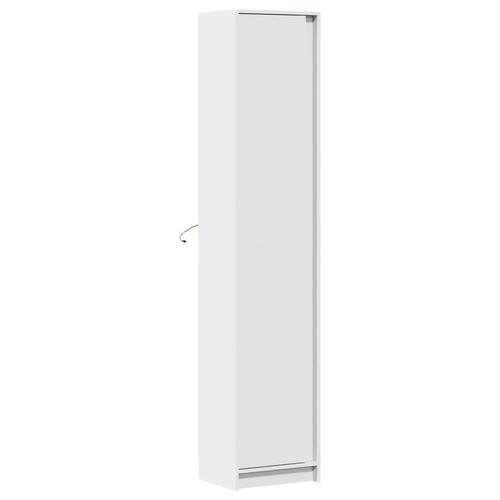 Skab med LED-lys 41,5x32,5x200 cm konstrueret træ hvid