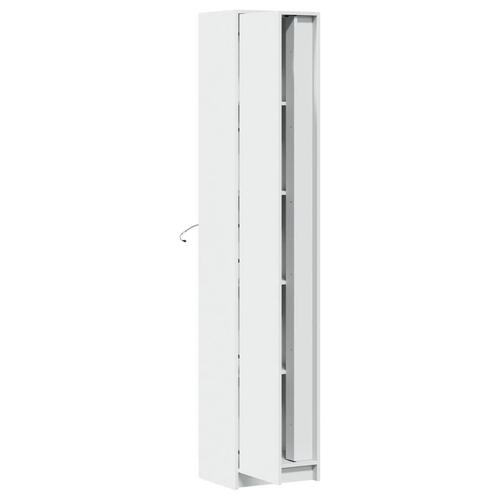 Skab med LED-lys 41,5x32,5x200 cm konstrueret træ hvid
