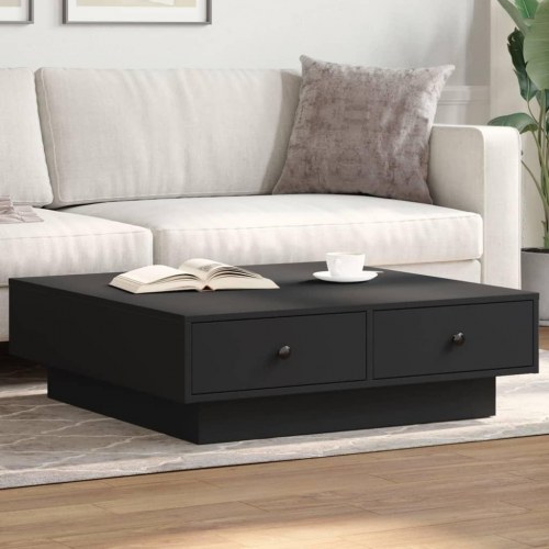Sofabord 90 × 90 × 28 cm i konstrueret træ - sort