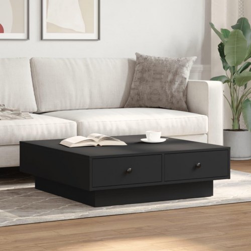 Sofabord 90 × 90 × 28 cm i konstrueret træ - sort