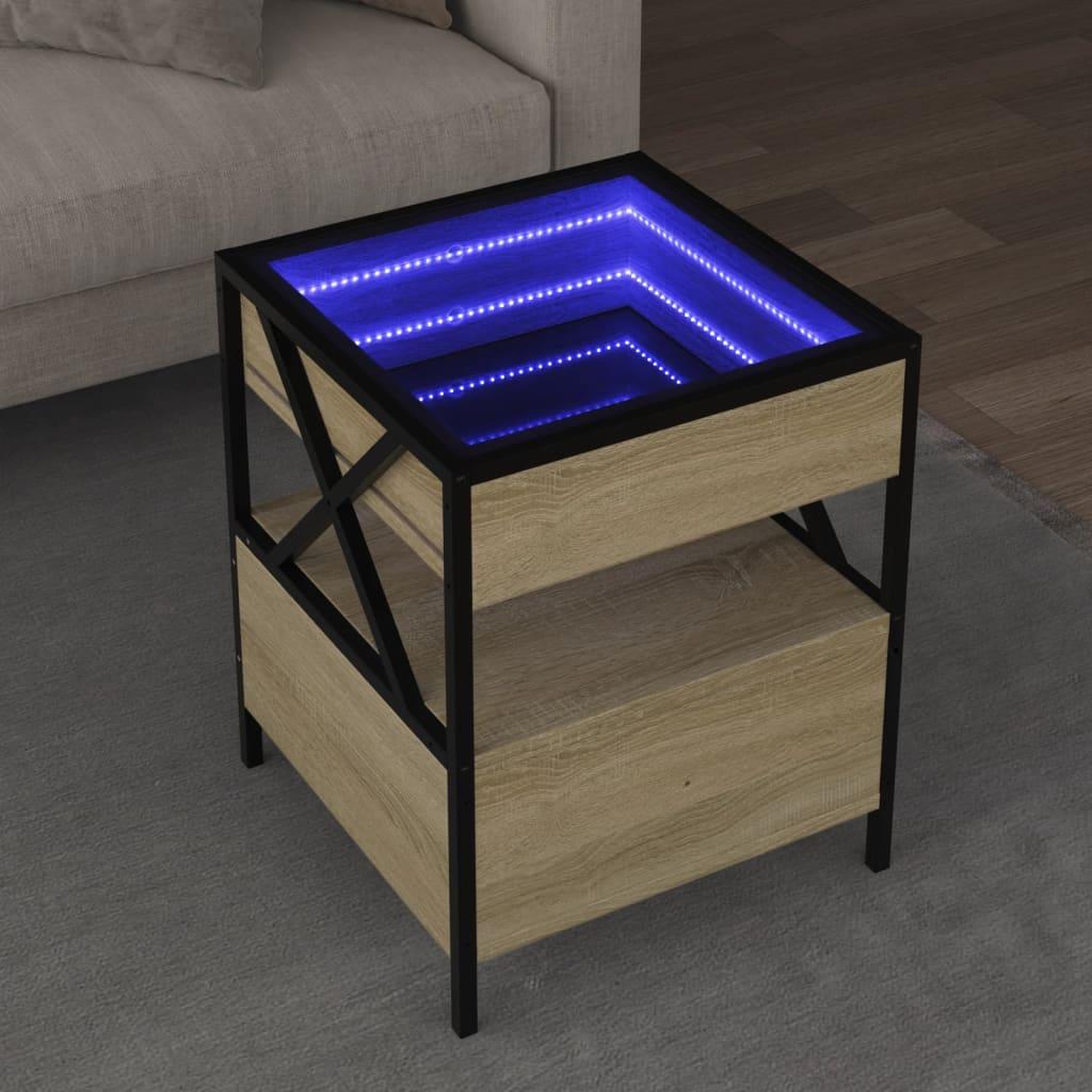 Sofabord Med Infinity Led-Lys - Sonoma-eg / 40 x 40 x 51 cm