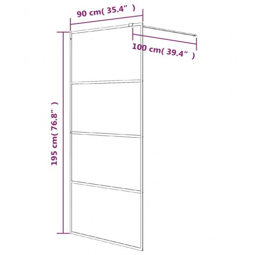 Brusevæg 90×195 cm i klart sikkerhedsglas - sølvfarvet