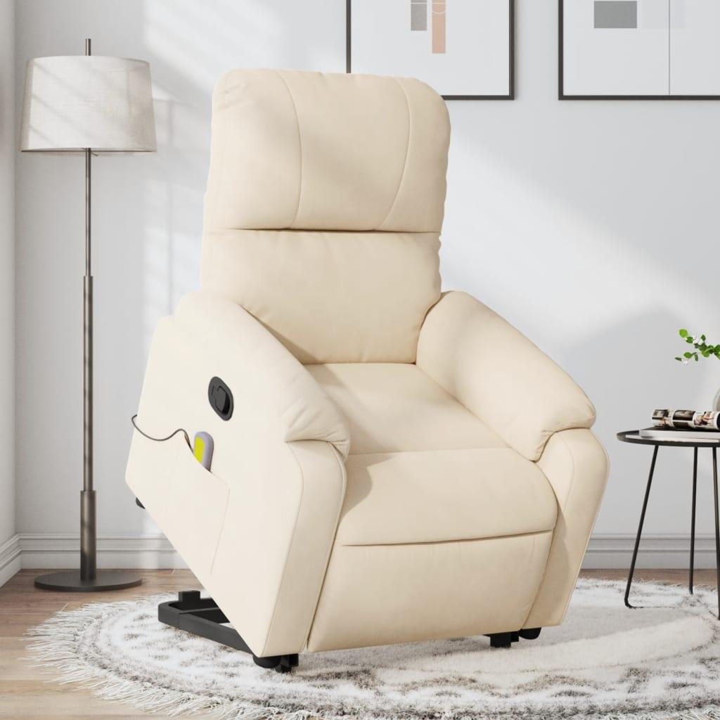 vidaXL massagestol med løftefunktion mikrofiberstof beige
