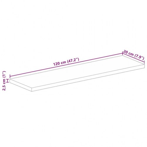 Bordplade 120x20x2,5 cm rektangulær massivt mangotræ