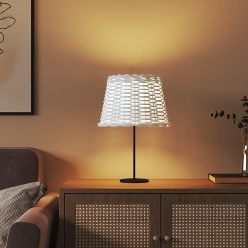 Lampeskærm Ø30 × 20 cm i flet - hvid pendel- og bordlampe skærm