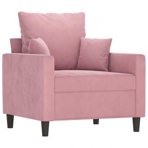 Sofasæt i velour - 3 dele med hynder, lyserød