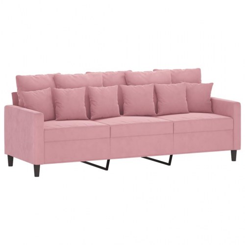 Sofasæt i velour - 3 dele med hynder, lyserød