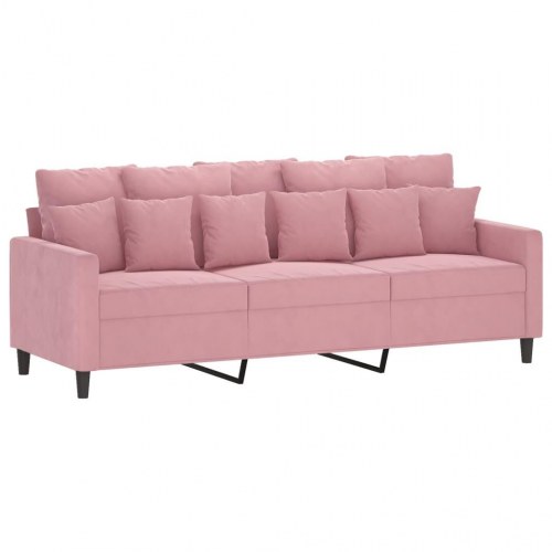 Sofasæt i velour - 3 dele med hynder, lyserød