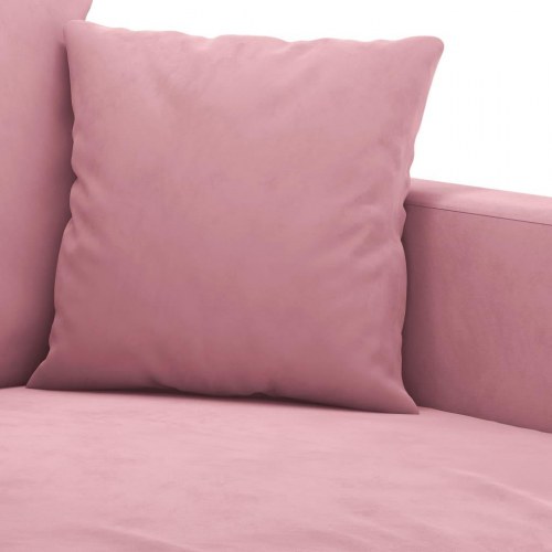 Sofasæt i velour - 3 dele med hynder, lyserød