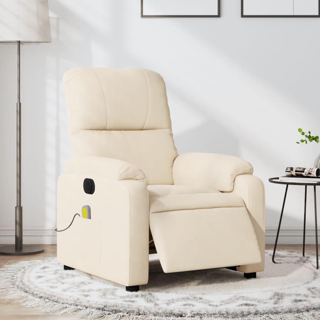 Elektrisk massagestol i mikrofiberstof med lænefunktion - beige