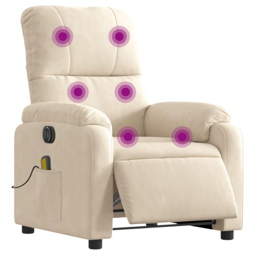 Eldreven massagestol i mikrofiberstof - beige
