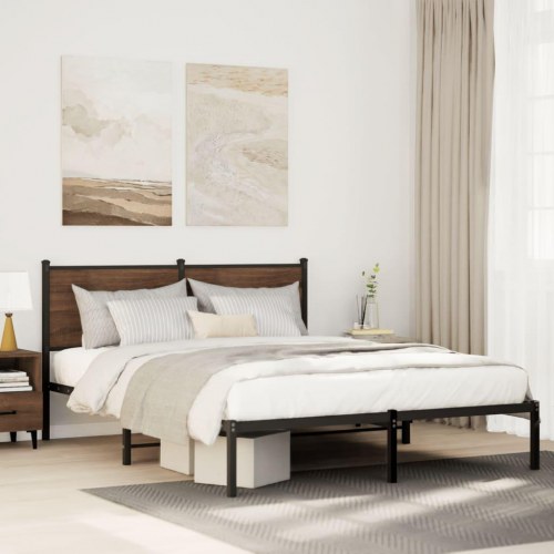 Sengeramme uden madras 137 x 190 cm - røget egetræ