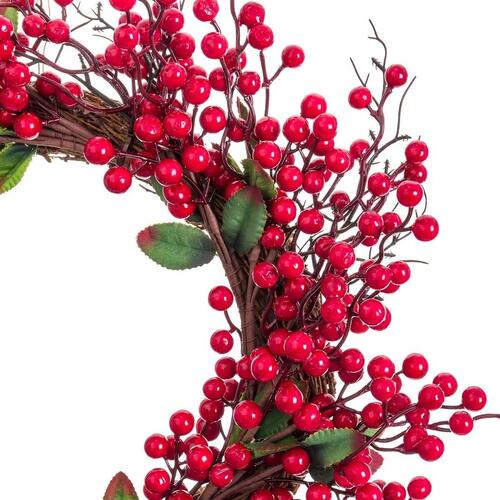 Adventskrans Rød Grøn Rattan Plastik 45 x 45 cm