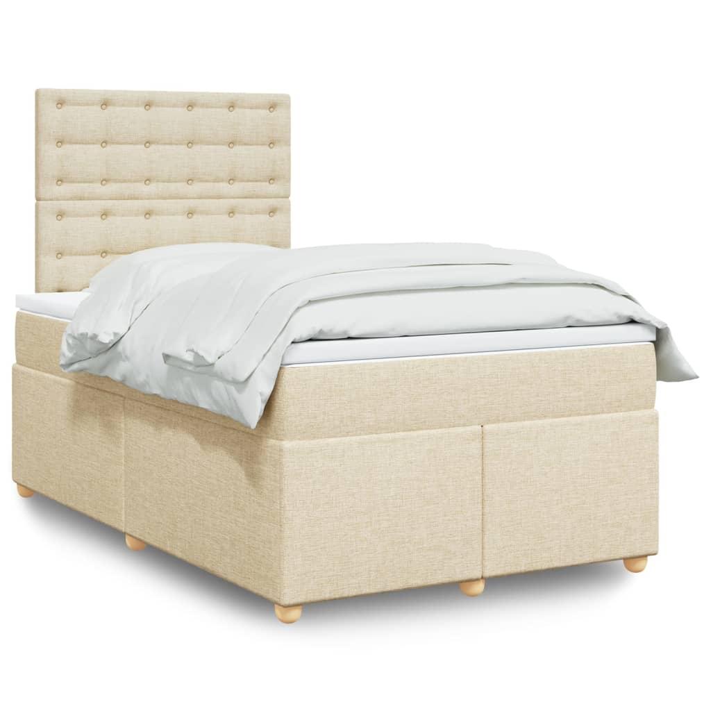 Kontinentalseng med madras 120x190 cm stof cremefarvet