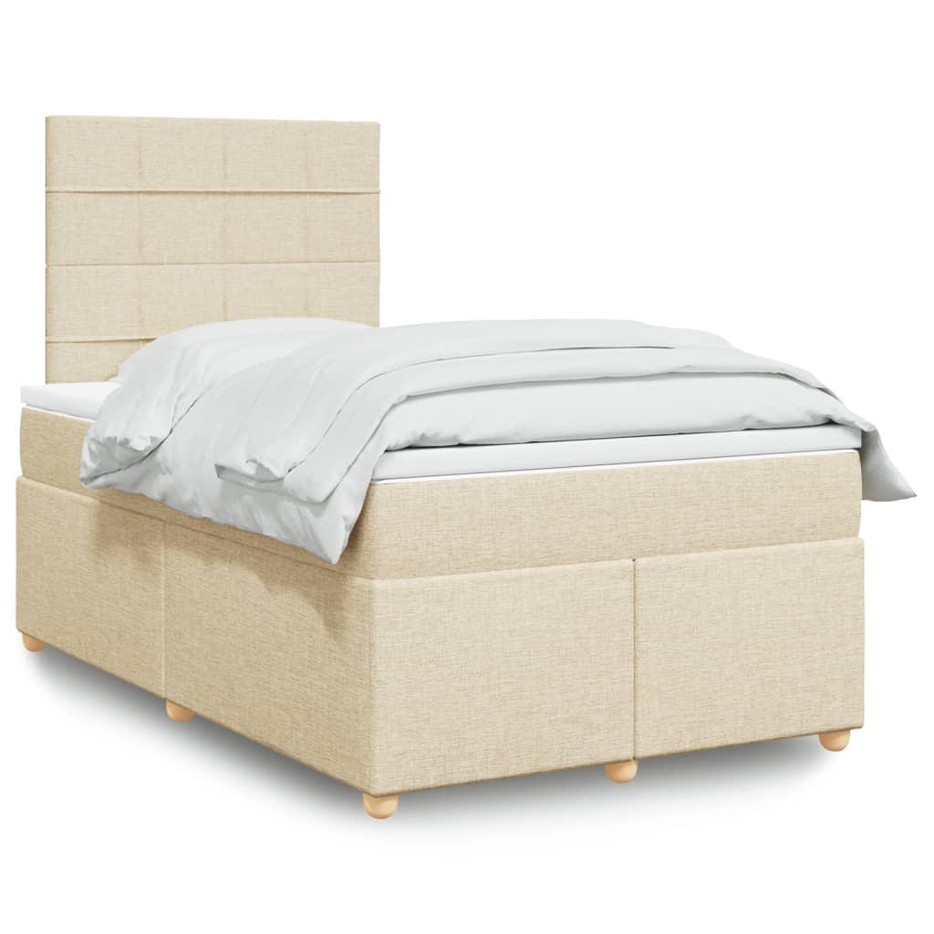 Kontinentalseng Med Madras Stof Farvet Creme - Blok med firkanter / 120 x 200 cm