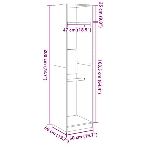 Klædeskab 50x50x200 cm konstrueret træ hvid