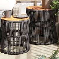 Haveborde 2 stk. med træplade polyrattan grå