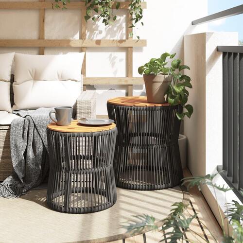 Haveborde 2 stk. med træplade polyrattan grå