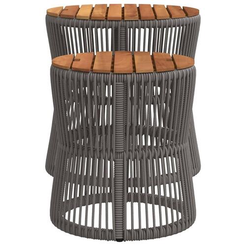 Haveborde 2 stk. med træplade polyrattan grå