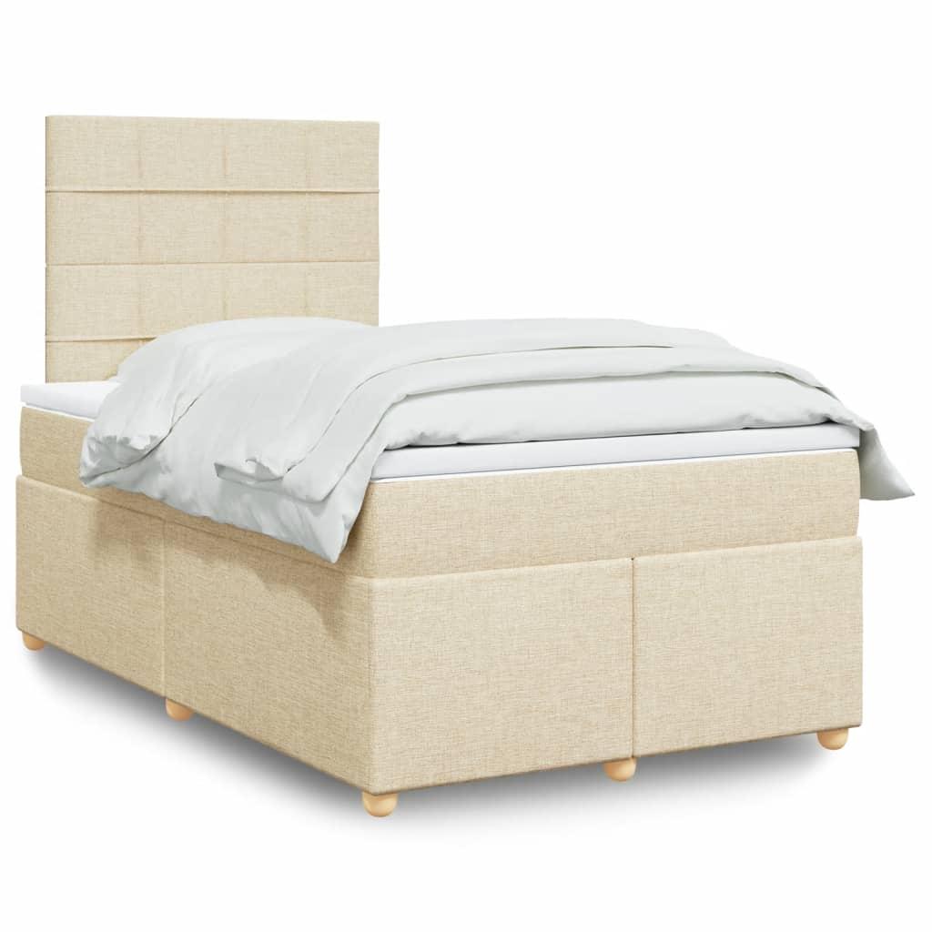 Kontinentalseng Med Madras Stof Farvet Creme - Blok med firkanter / 120 x 200 cm