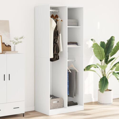 Klædeskab 80x50x200 cm konstrueret træ hvid