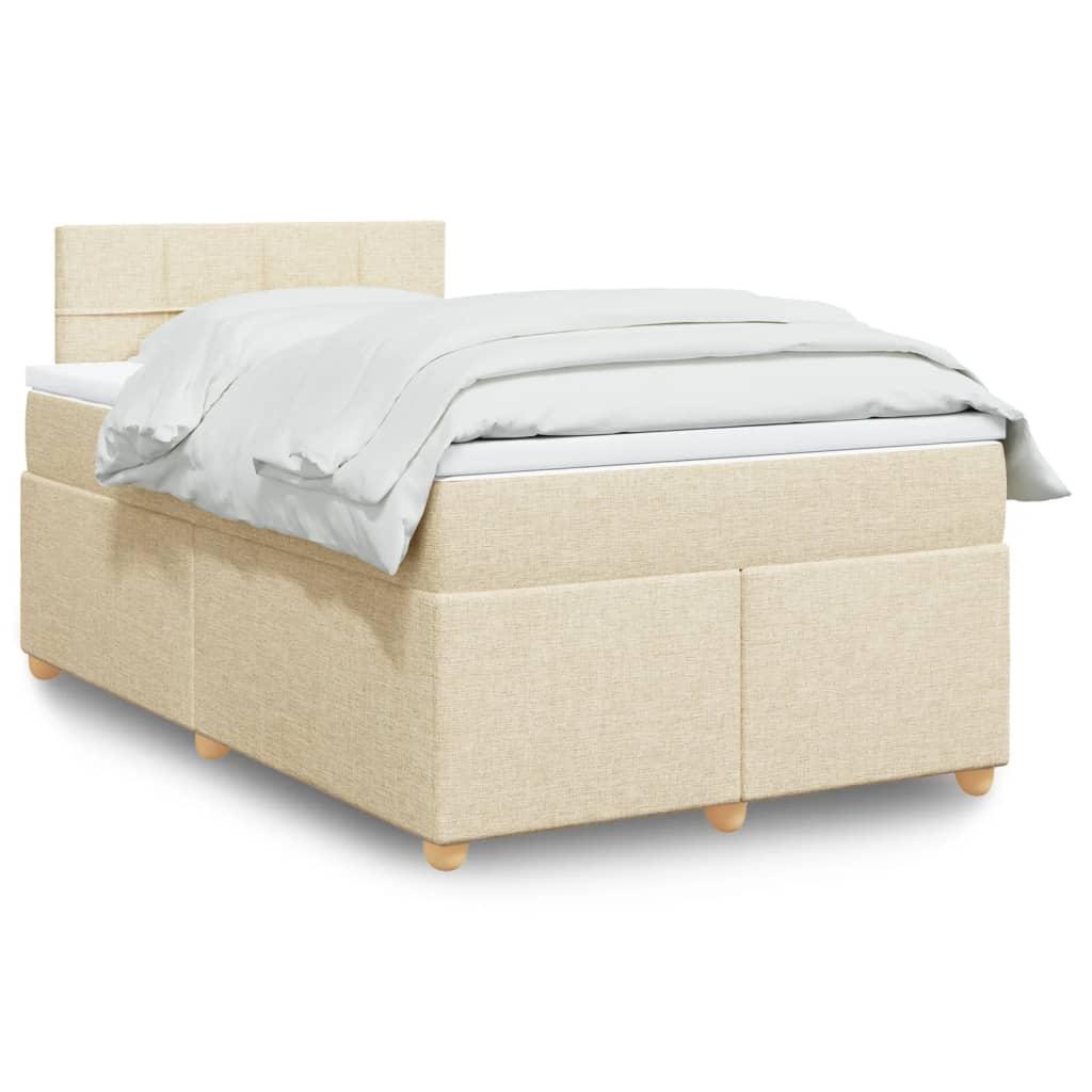 Kontinentalseng Med Madras Stof Farvet Creme - Blok med firkanter / 120 x 200 cm