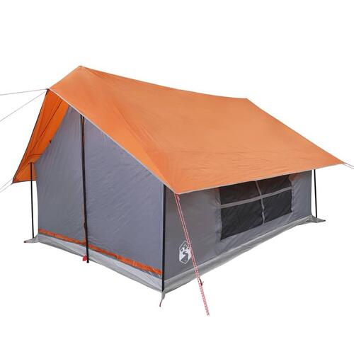 5-personers campingtelt vandafvisende grå og orange