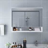 Badeværelsesskab med spejl + LED 80x15x60 cm MDF hvid