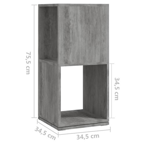 Drejelig reol 34,5x34,5x75,5 cm spånplade betongrå
