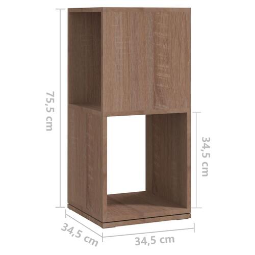 Drejelig reol 34,5x34,5x75,5 cm spånplade sonoma-eg