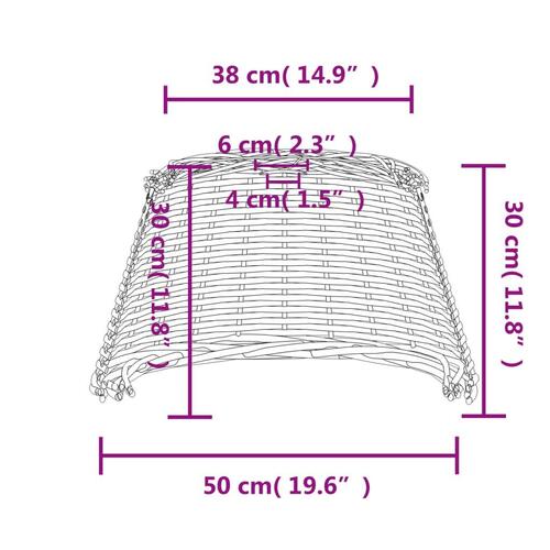 Lampeskærm til loftlampe Ø50x30 cm flet brun