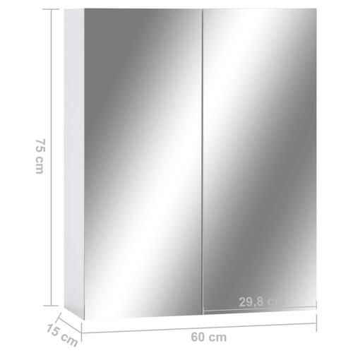 323607 Bathroom Mirror Cabinet White 60x15x75 cm MDF